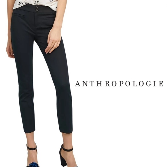 Anthropologie by Anthropologie The Essential Slim Trousers - Black - Size 6 - Picture 1 of 15